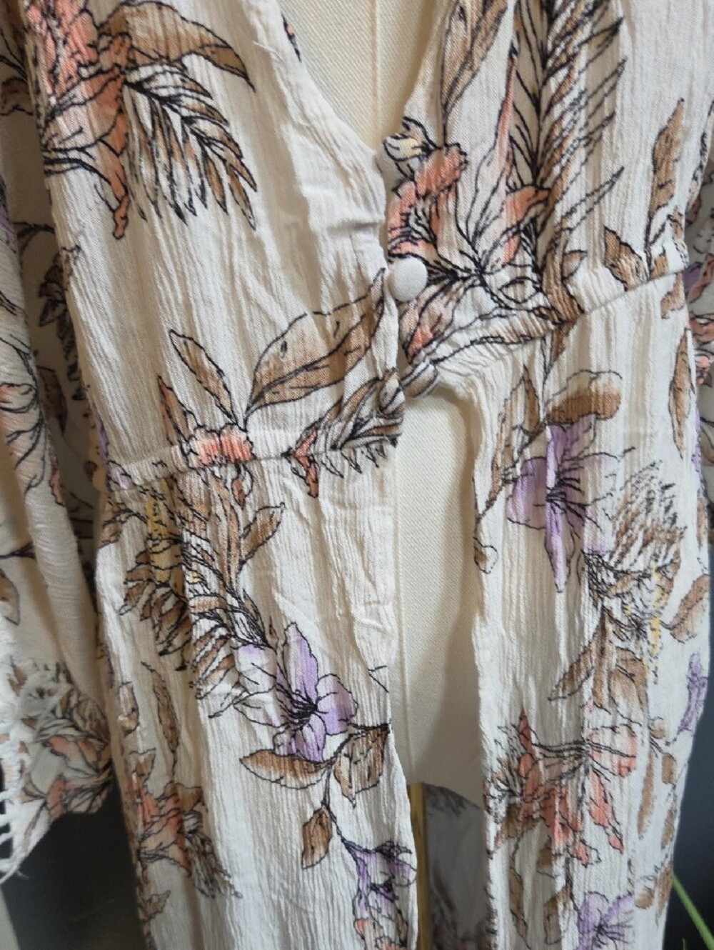 Floral Lace-Trim Long Kimono - Size Medium - Picture 6 of 8